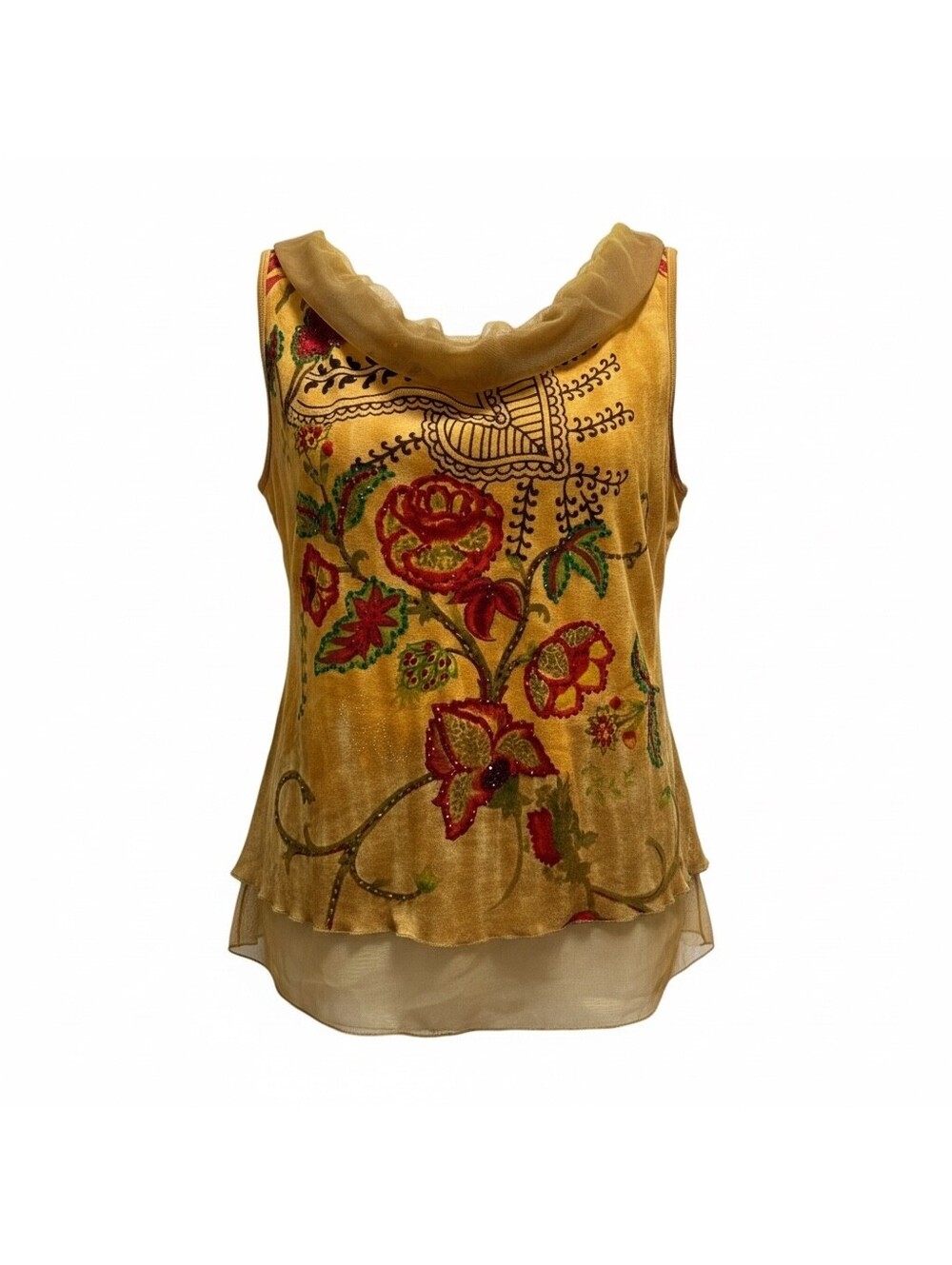 Ash & Sara Y2K Boho Floral Whimsical Practical Magic Layered Sleeveless Blouse